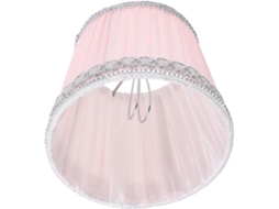 Musselina Plissada Ornamental Rosa, com Detalhes Prateados, Acessório de Encaixe para Luminária, Protetora. SFUSHOS