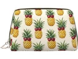 Necessaire vermelha com estampa de abacaxi, viagem feminina