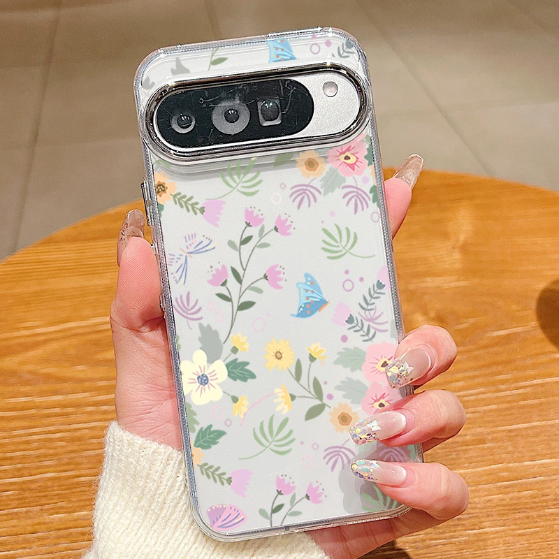 Capa Transparente Para Celular Com Estampa Floral Colorida (google Pixel 8a), Em Tpu Macio E Resistente A Impactos.