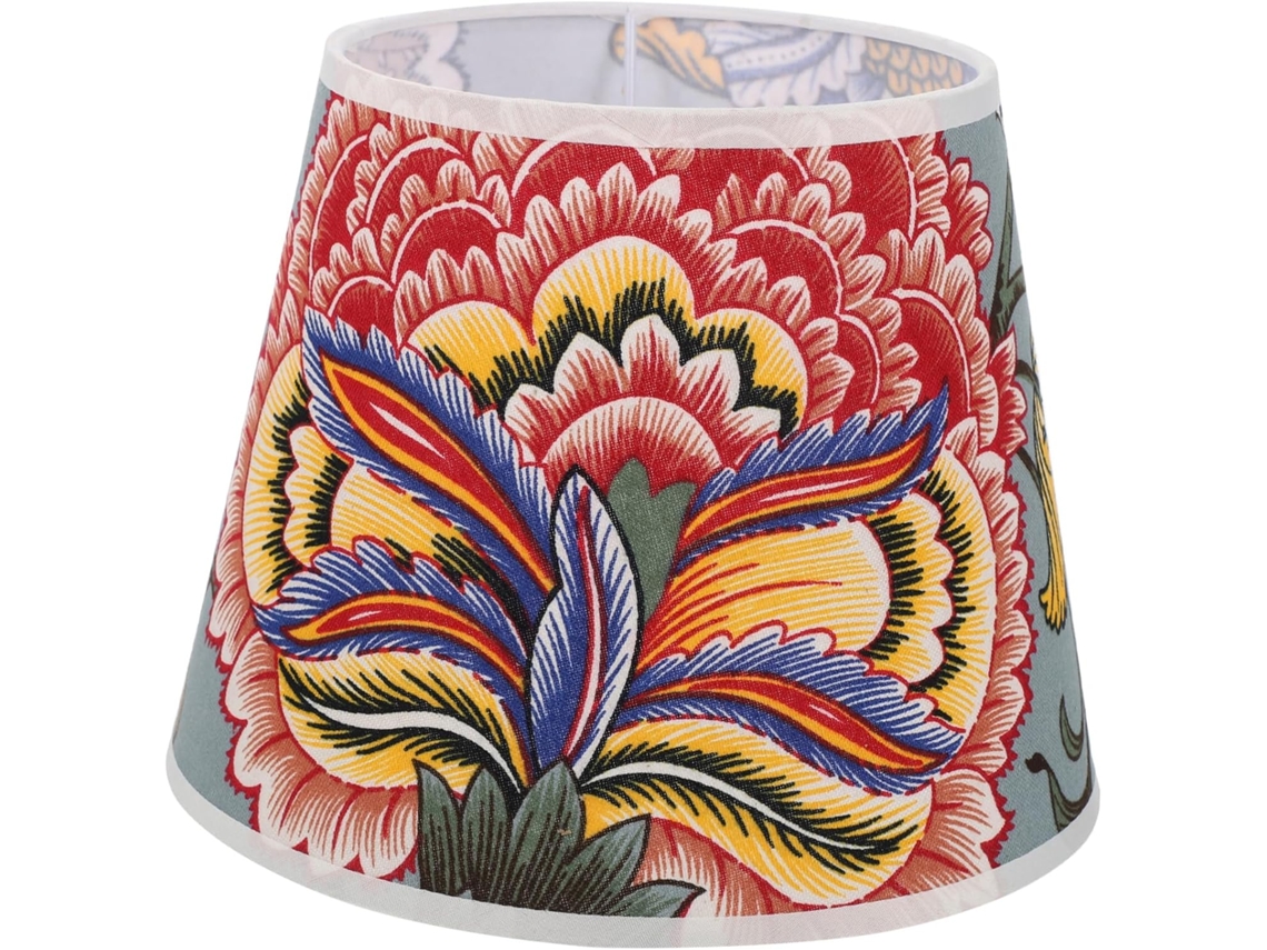 Abajur Floral Para Lâmpada E27, 22 Cm, Tecido, Estampa Floral Colorida, Compatível Com Luminárias De Cabeceira Suspensas.