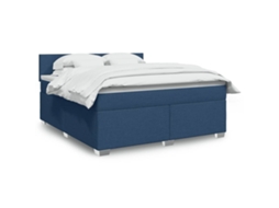 Vidaxl Cama com Molas/colchão 180x200 Cm Tecido Azul