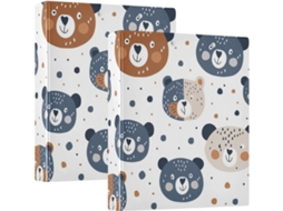 Soft Colors Pasta De 3 Argolas 1-1 2 Polegadas Com Capa Bolso E Estampa Urso Marrom Azul Marinho, Pacote Com 1 2 Unidades