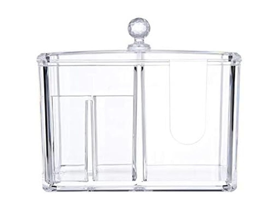 Caja De Armazenamento Para Cotonetes Com Tampa Organizador Transparente De Acrílico Para Maquiagem E Acessórios Pequenos