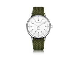 Rebirth Relógio de Pulso Masculino de Quartzo com Pulseira de Tecido Moda Verde