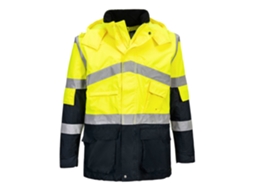 Capa De Chuva Contrastante Respirável De Alta Visibilidade Azul Marinho E Amarelo / Xxl