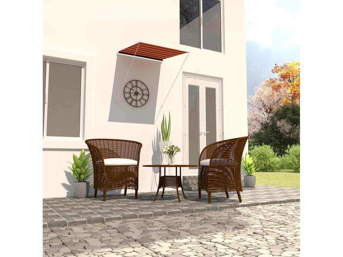 Vidaxl Toldo Retrátil 100x150 Cm Laranja E Castanho