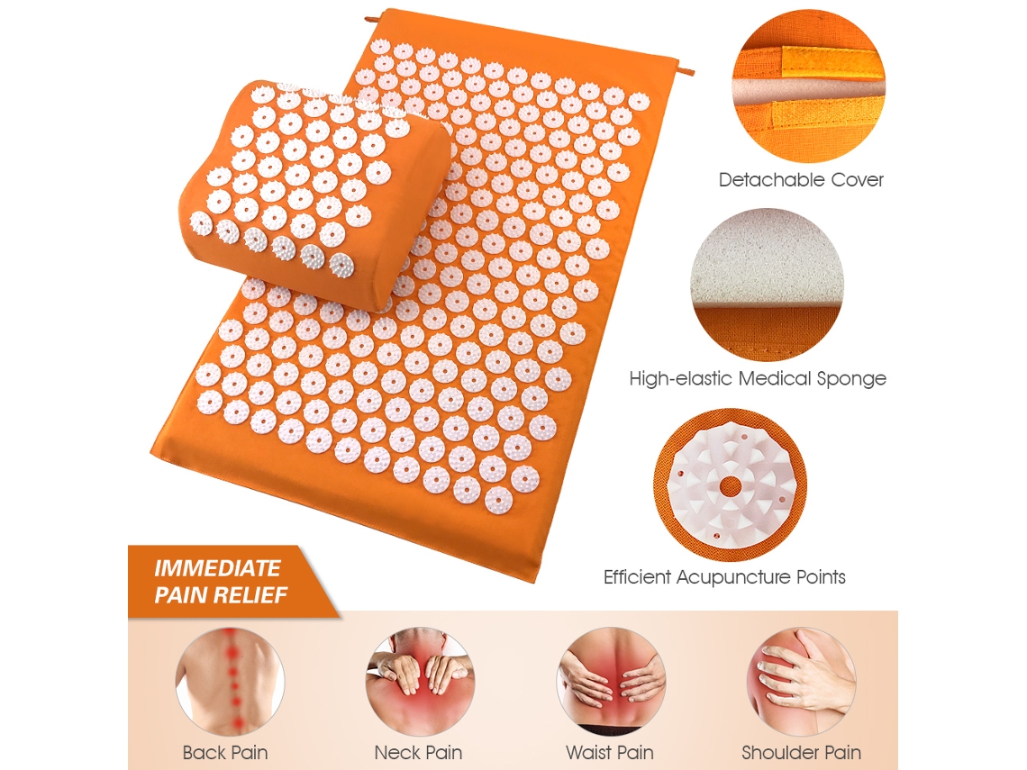 Conjunto de Tapete e Travesseiro de Acupuntura para Massagem Corporal | S/MARCA