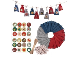 Bolsa De Presente De Natal De Lino Com Cordão Multipropósito Criativa Para Doces E Presentes Pequenos