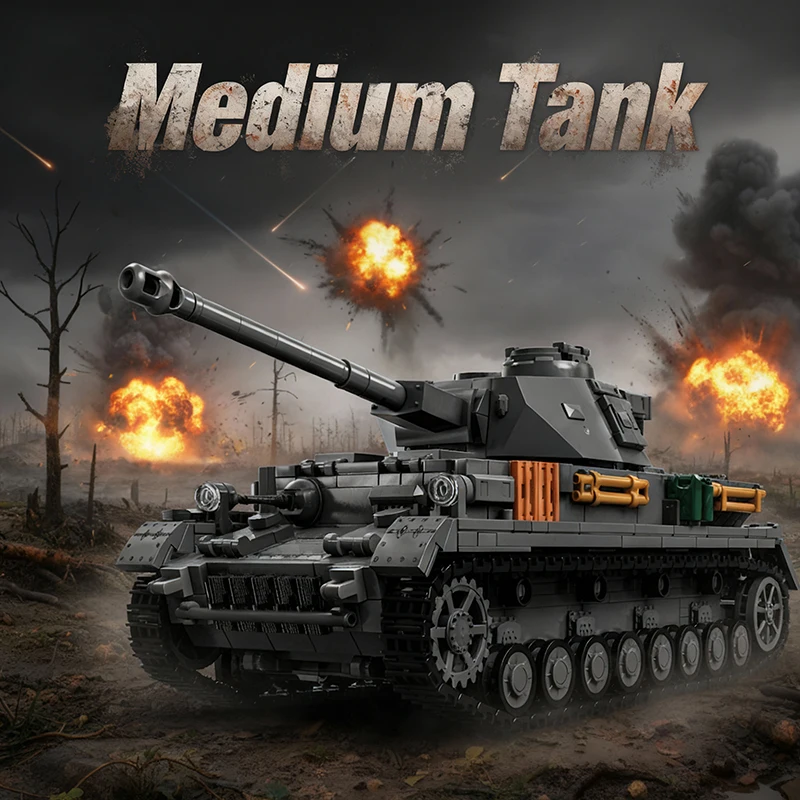 Brinquedo De Blocos De Montar De Tanque Da Segunda Guerra Mundial Na Escala 1:28, 1419 Peças.
