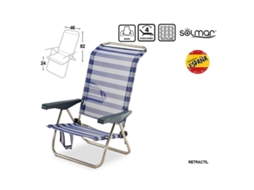 Cadeira De Praia De Alumínio Reclinável Irís Riscas Marinera Até Deitar Solmar Bestway