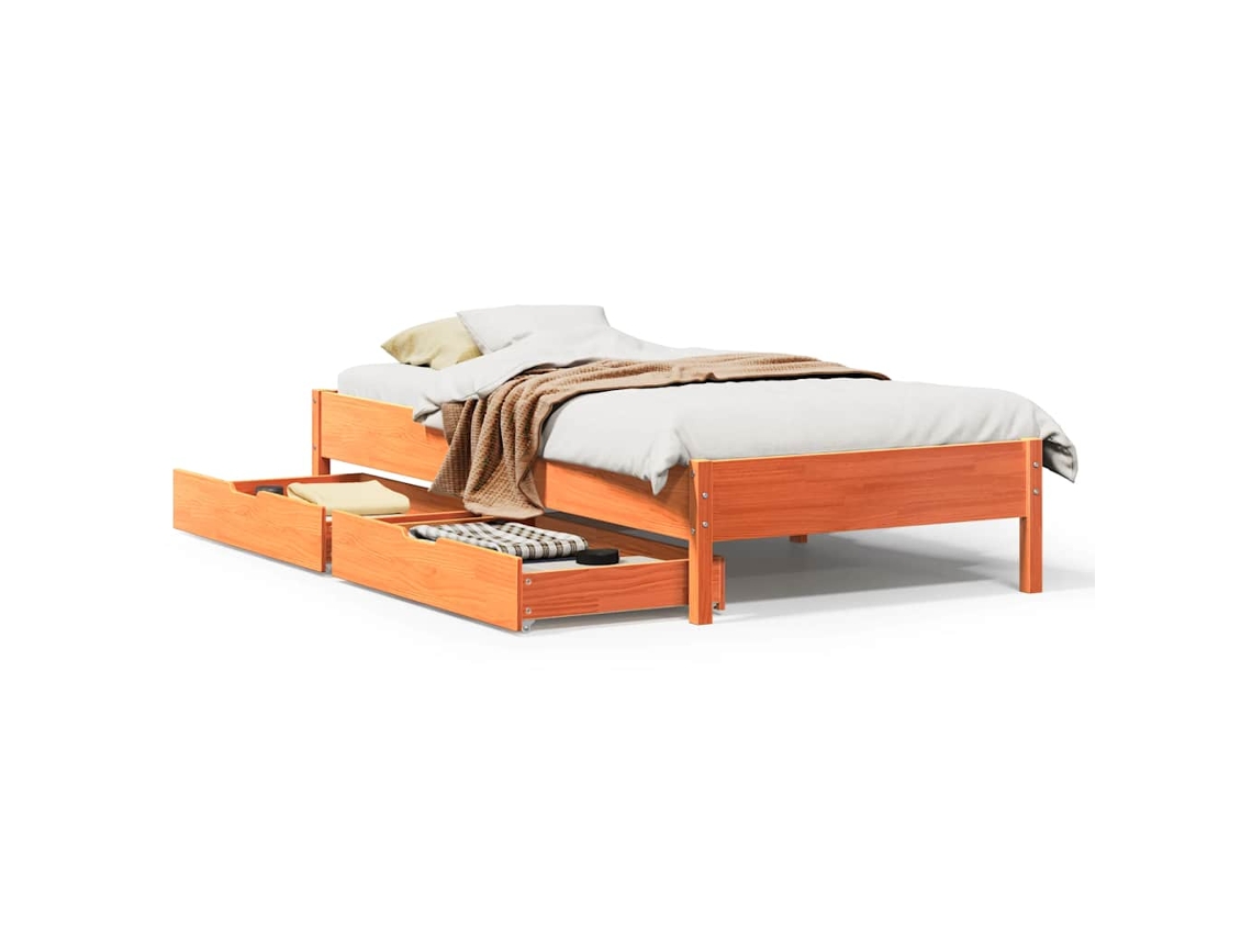 Cama Sem Colchão 75x190 cm Madeira de Pinho Maciça Castanho mel MAISON EXCLUSIVE