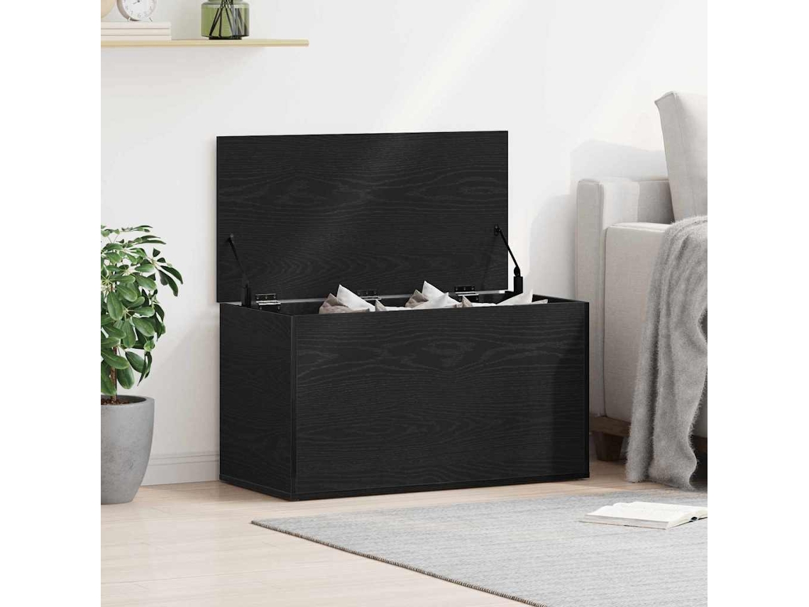 Vidaxl Caixa De Armazenamento Carvalho Preto 84 X 42 X 46 Cm