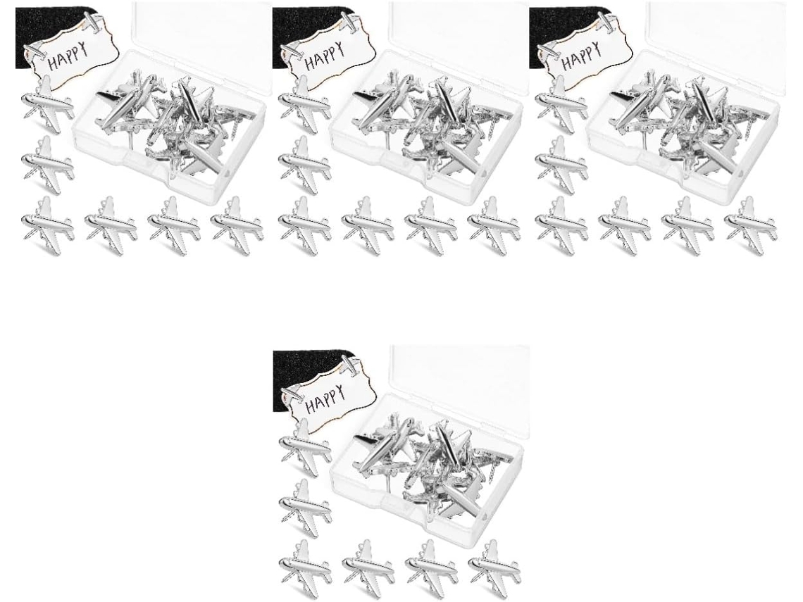 Tehaux Conjunto De 4 Alfinetes Avião Tridimensionais Em Metal