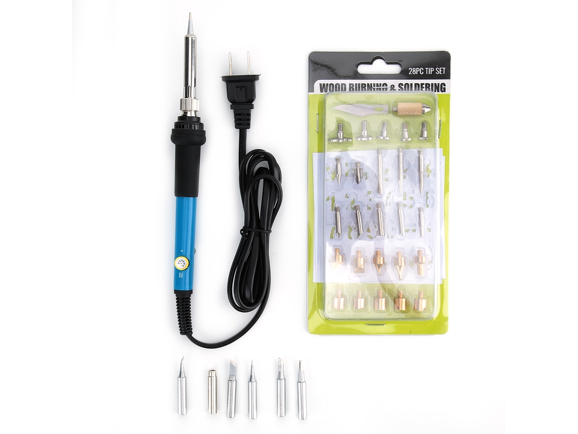 Kit de Queimadura em Madeira 60W 200-450°C com 34 Pontas