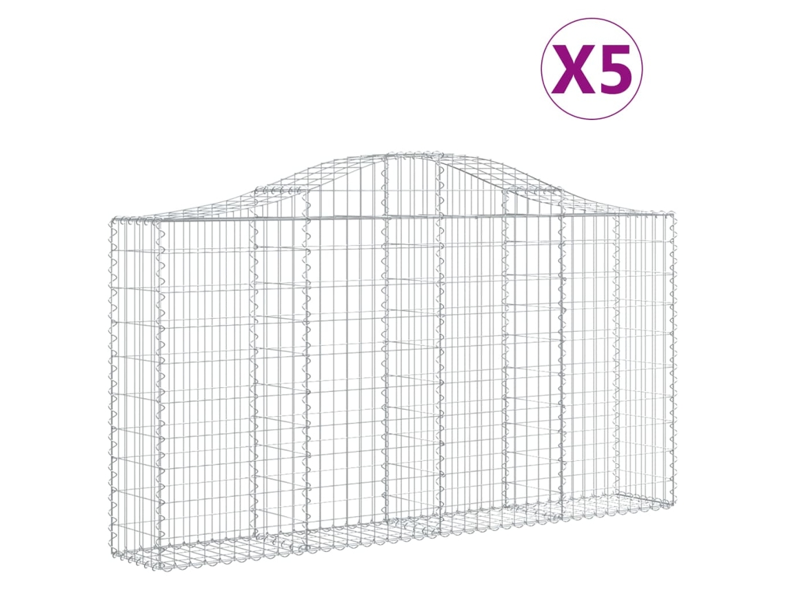 Gabion Basket, Gabion Baskets Vidaxl Prateado Ferro (200 X 30 X 100/120 Cm)