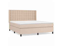 Cama com Molas Couro Artificial Cappuccino MAISON EXCLUSIVE 160x200 cm