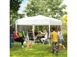Carpa Plegable 3x3 M Con Bolsa De Transporte Altura Ajustable Anti-uv Para Terraza Patio Playa Blanco Plata