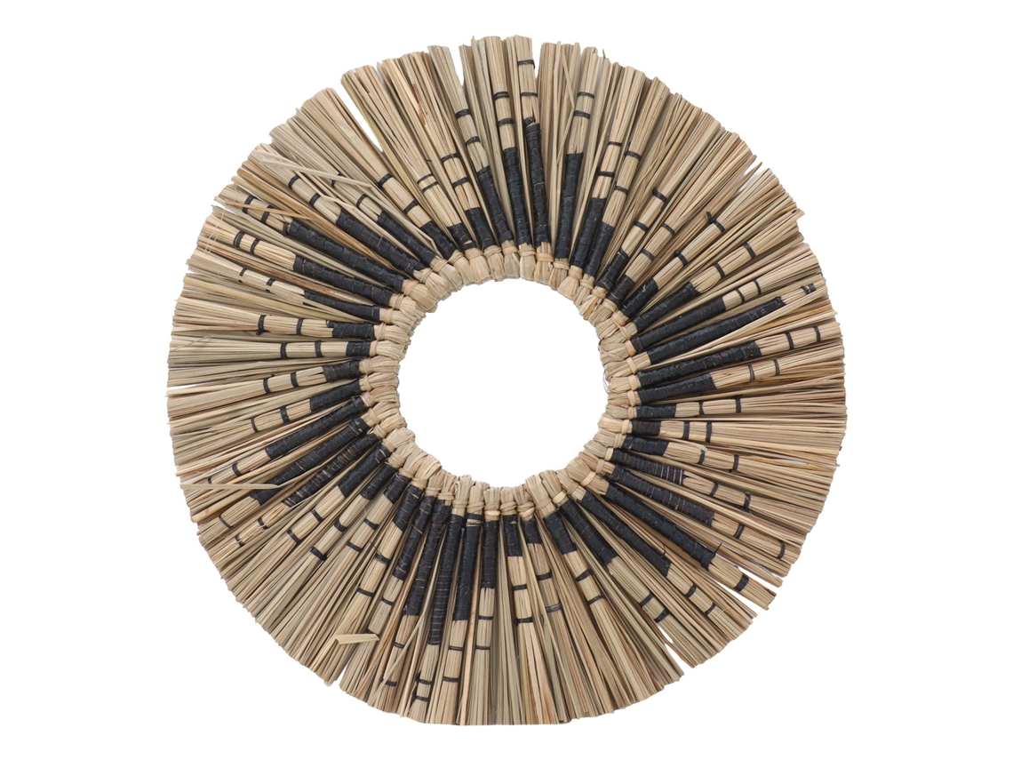 Baok - Espelho de parede redondo decorativo em fibra de junco trançada à mão, ideal para entrada, quarto e banheiro. Disponível nas cores original e preta.