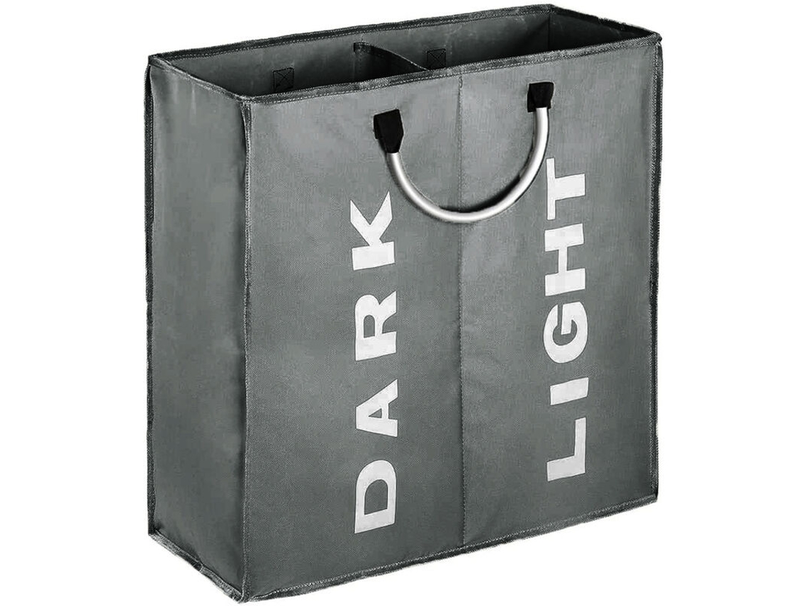 Lurelia Cesto Duplo Dobrável Alças Compartimentos Pack 2 53 X 23 X 53 Cm Tecido Oxford Cinza Escuro Lavandaria