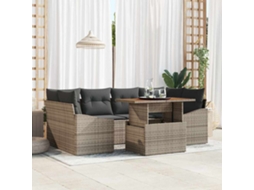 Vidaxl Conjunto De Sofá De Jardim 7 Unid. Cinzeto Rattan Sintético