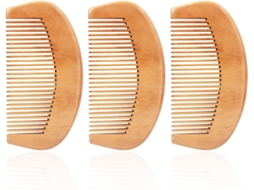 3 Pentes Pequenos Redondos Madeira Natural Dentes Largos, para Cabelo ZYBLSSBB