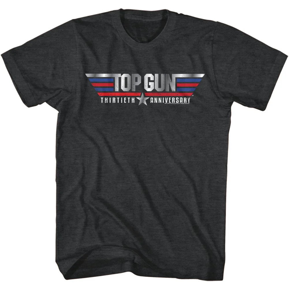 Unisex Adult T-shirt Rockinstone Top Gun Movie Thirtieth Anniversary Heather Black Sizexl