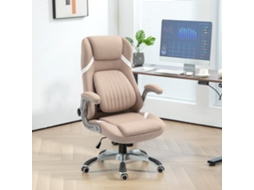 S Cadeira De Escritório Reclinável Com Altura Regulável Em Tecido, 68x76x109-117 Cm, Castanho Claro