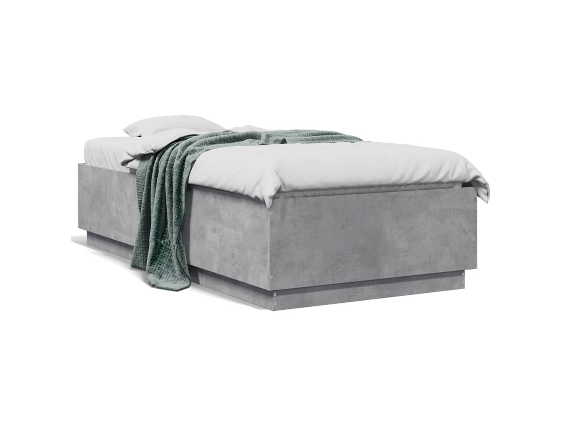 Estrutura de Cama MAISON EXCLUSIVE Derivados de Madeira Cinza Cimento (75x190 cm)