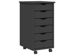 Rolling Cabinet, Rolling Cabinets Vidaxl Cinzeto Madeira De Pinho (34 X 39 X 65.5 Cm)