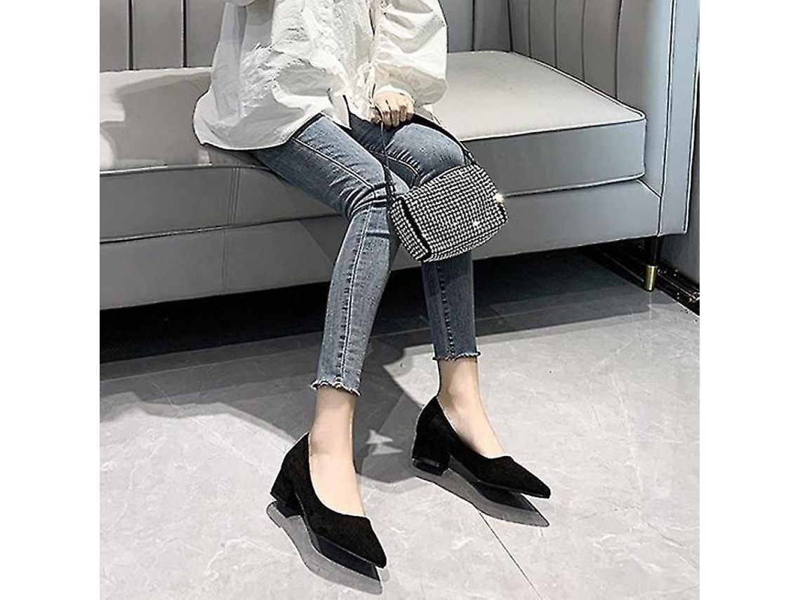 2026-zapatos Planos De Punta Cerrada Para Mujer Antideslizantes Confortables Loafers De Moda Diaria Ioc Eu 40 Cuero De Gamuza Negro