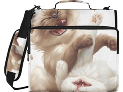 Pasta Organizadora Com Estampa De Gato Siamês Fofo, Com Zíper, Ideal Escola E Trabalho Possui 3 Argolas