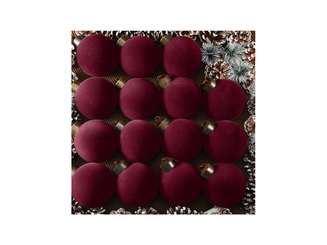 Conjunto De 15 Bolas De Natal Em Veludo De 8 Cm, Com Acabamento Aveludado, Para Decoração De Árvore De Natal. Igvtrade