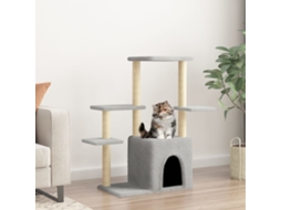 Vidaxl Árvore P/ Gatos C/ Postes Arranhadores Sisal 97,5cm Cinza-claro