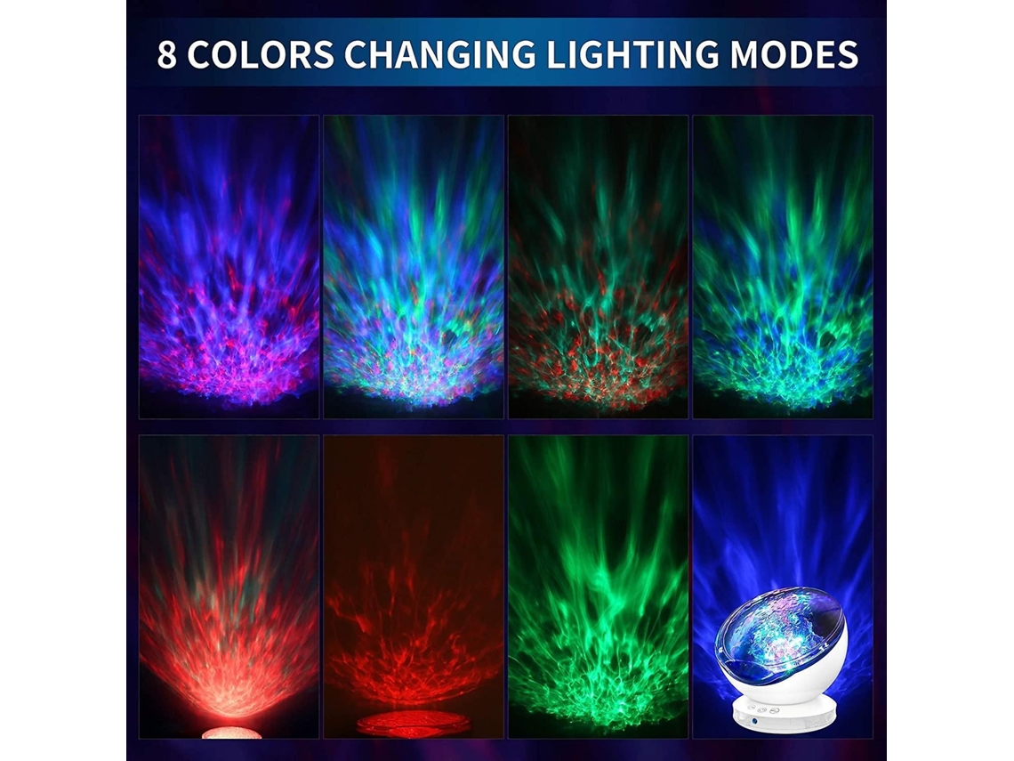 Projetor Led Com Efeito De Ondas Do Mar Para Quarto Infantil, Com Controle Remoto E Timer