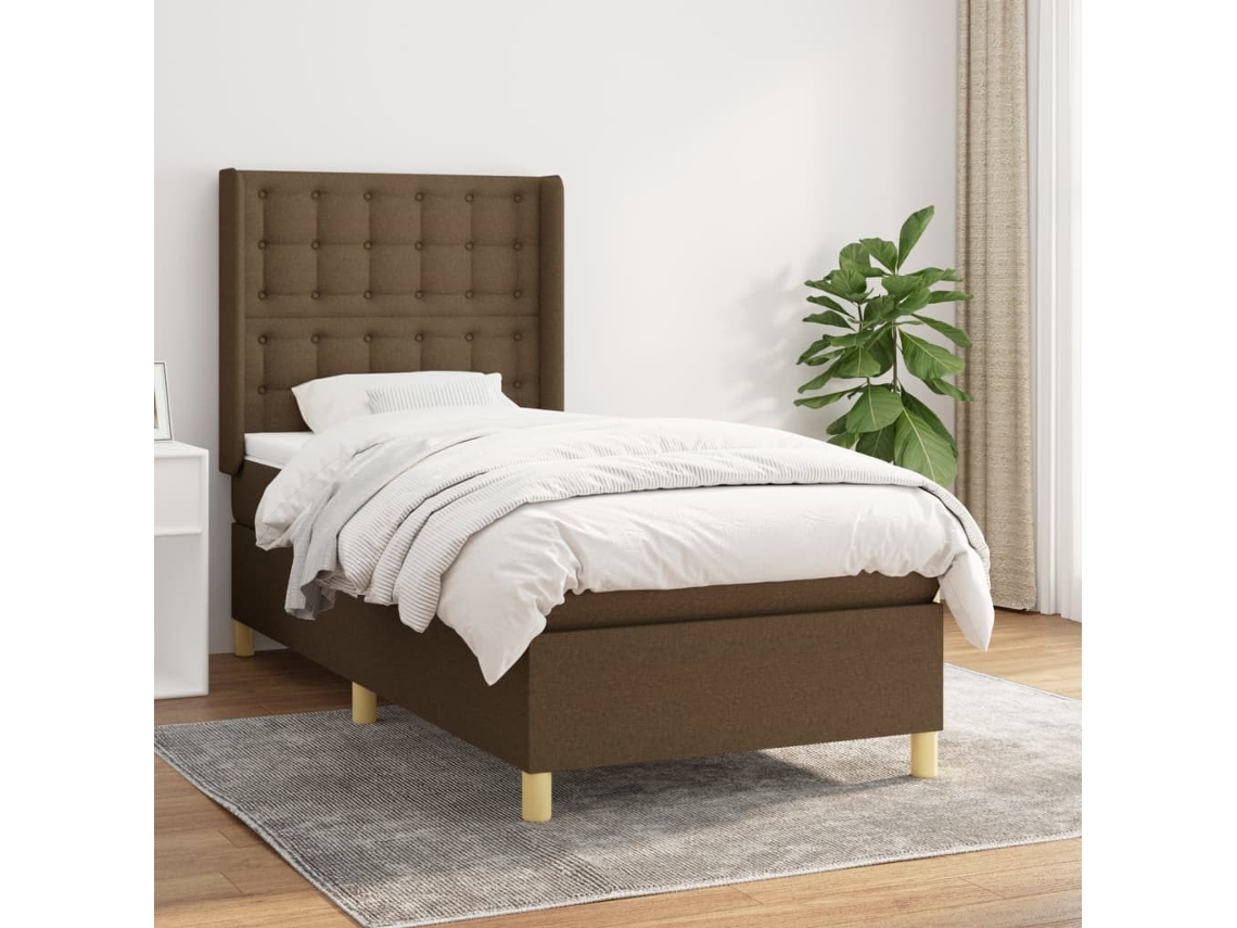 SYFAX™ Cama com Molas/colchão 90x190 Cm Tecido Castanho escuro