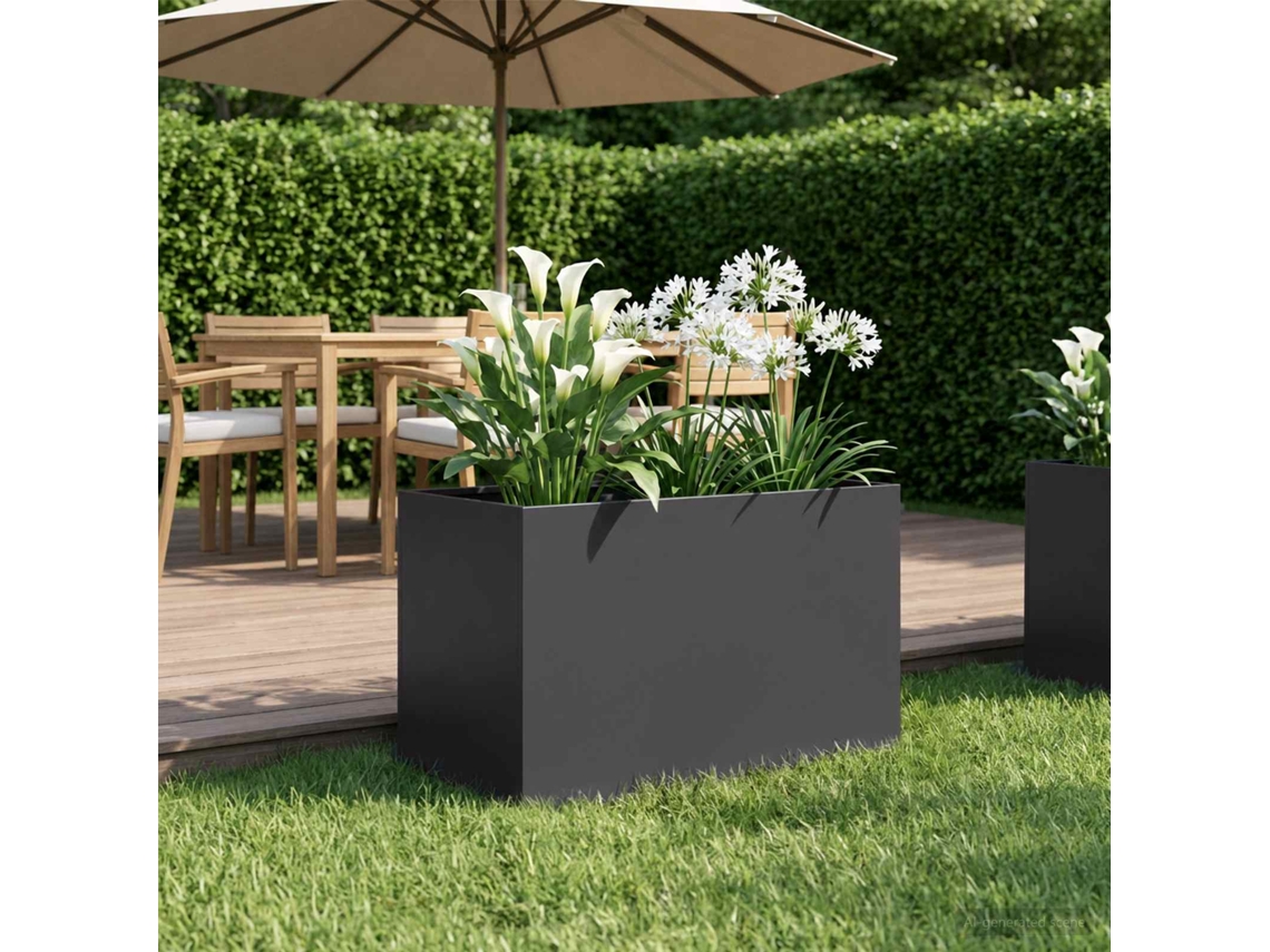Vidaxl Vaso De Jardim Preto 50 X 40 X 40 Cm Aço Laminado A Frio