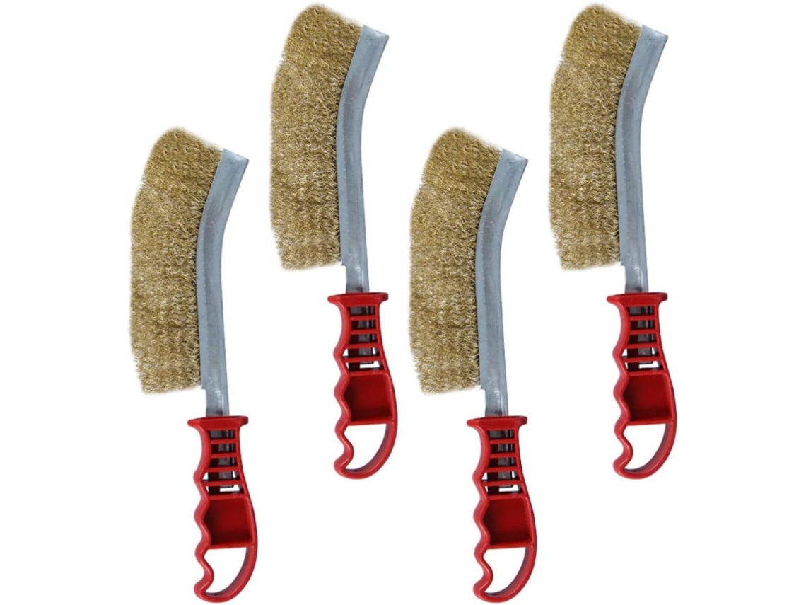 Conjunto Prático De 4 Escovas Para Churrasco Em Aço E Plástico