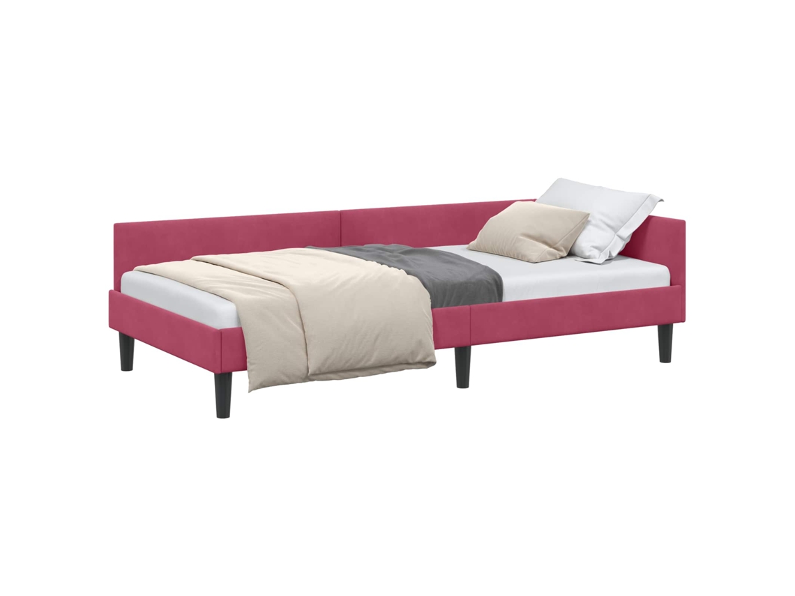 Estrutura de Cama de Canto Vinho Vermelho 90x200 Cm Veludo MAISON EXCLUSIVE