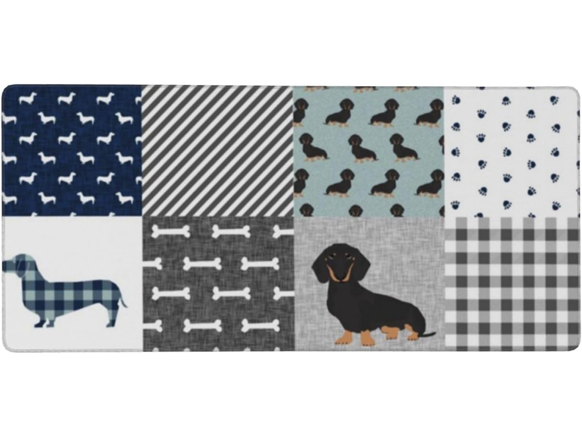 Silhueta de Dachshund, Raça Cachorro, Preto e Castanho, Mousepad Computador Grande Formato, com Base Borracha