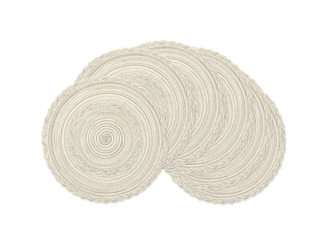 Conjunto de 6 protetores de mesa Nova Line, algodão, resistente ao calor, lavável, 38cm, bege