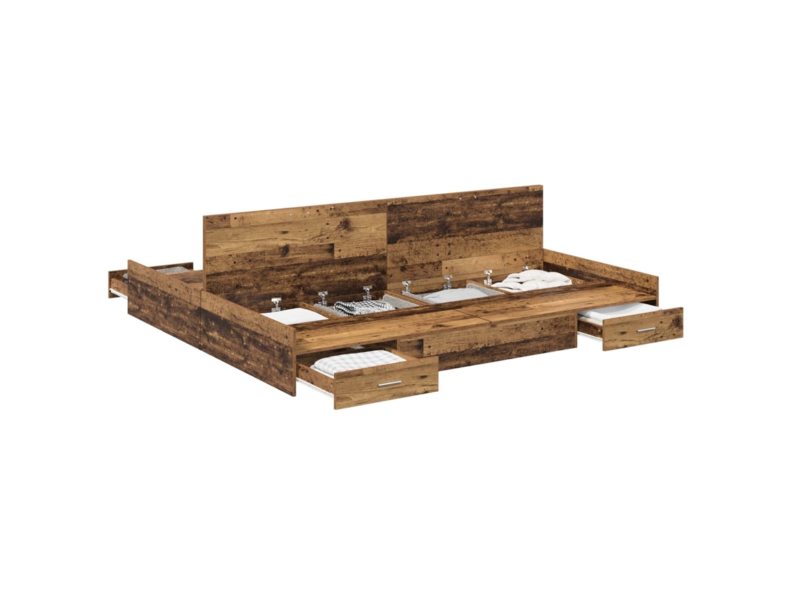 Estrado de Cama com Arrumação Madeira Antiga 180x200 cm MAISON EXCLUSIVE