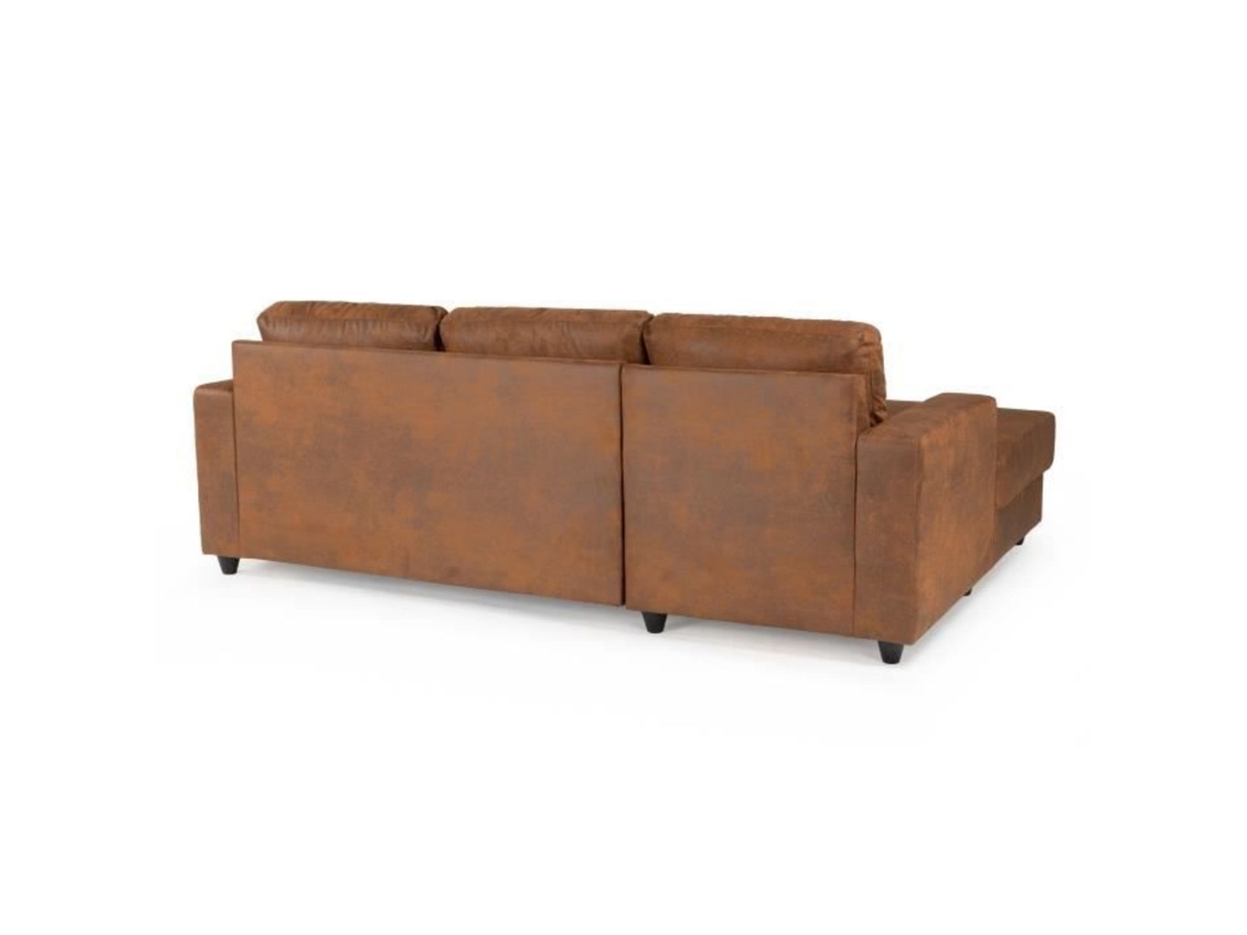 Sofá de canto esquerdo contemporâneo 4 assentos tecidos marrons vintage 215 x 140 cm Yudoit