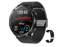 Relógio Inteligente Bluetooth T30 com Chamadas, Silicone Preto e Vermelho, para Bicicleta Elétrica