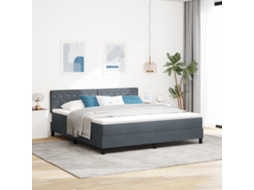 Cama Box Com Colchão Cinza Escuro Super King Veludo