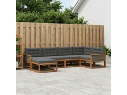 Vidaxl Conjunto De Sofás Para Exterior 6 Unid. Natural E Antracite