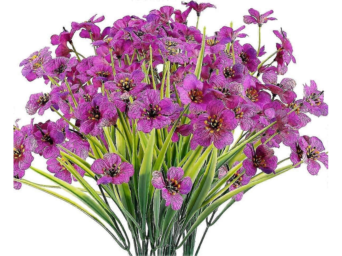 12 buquês de flores artificiais para áreas externas, resistentes aos raios UV, artificiais que não causam capina, plantas de jardim, varanda, janela, Dec Slowmoose