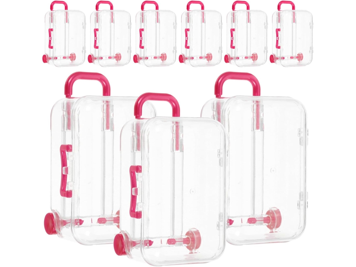 Caixas De Doces Transparentes Em Formato Mala, 12 Unidades, Rosa Fúcsia, Mini Caixas Decorativas Para Lembrancinhas De