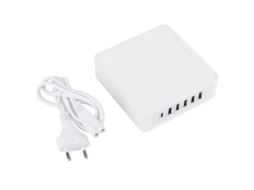 Carregador Usb Laxiscreed De 6 Portas Com Carregamento Rápido 10a Para Telemóveis E Tablets Type-c