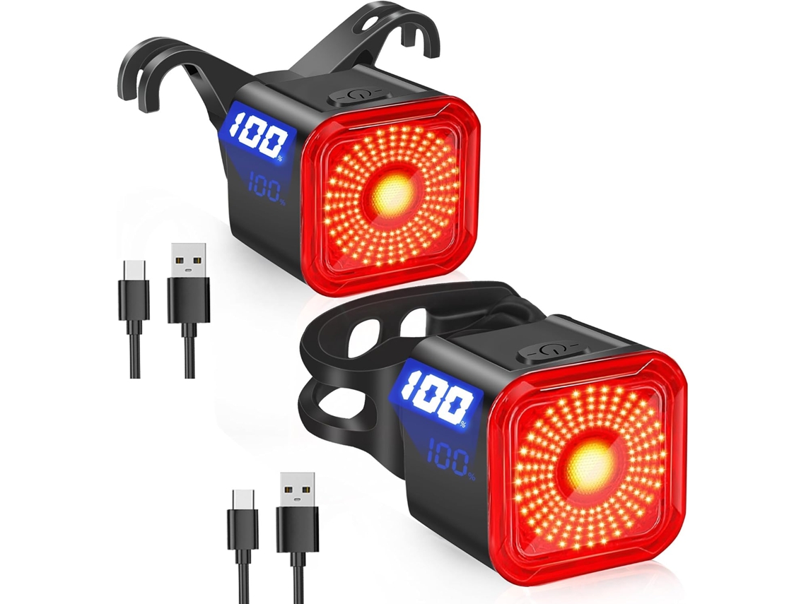 Lanterna Traseira De Bicicleta Com Display Led, Recarregável Via