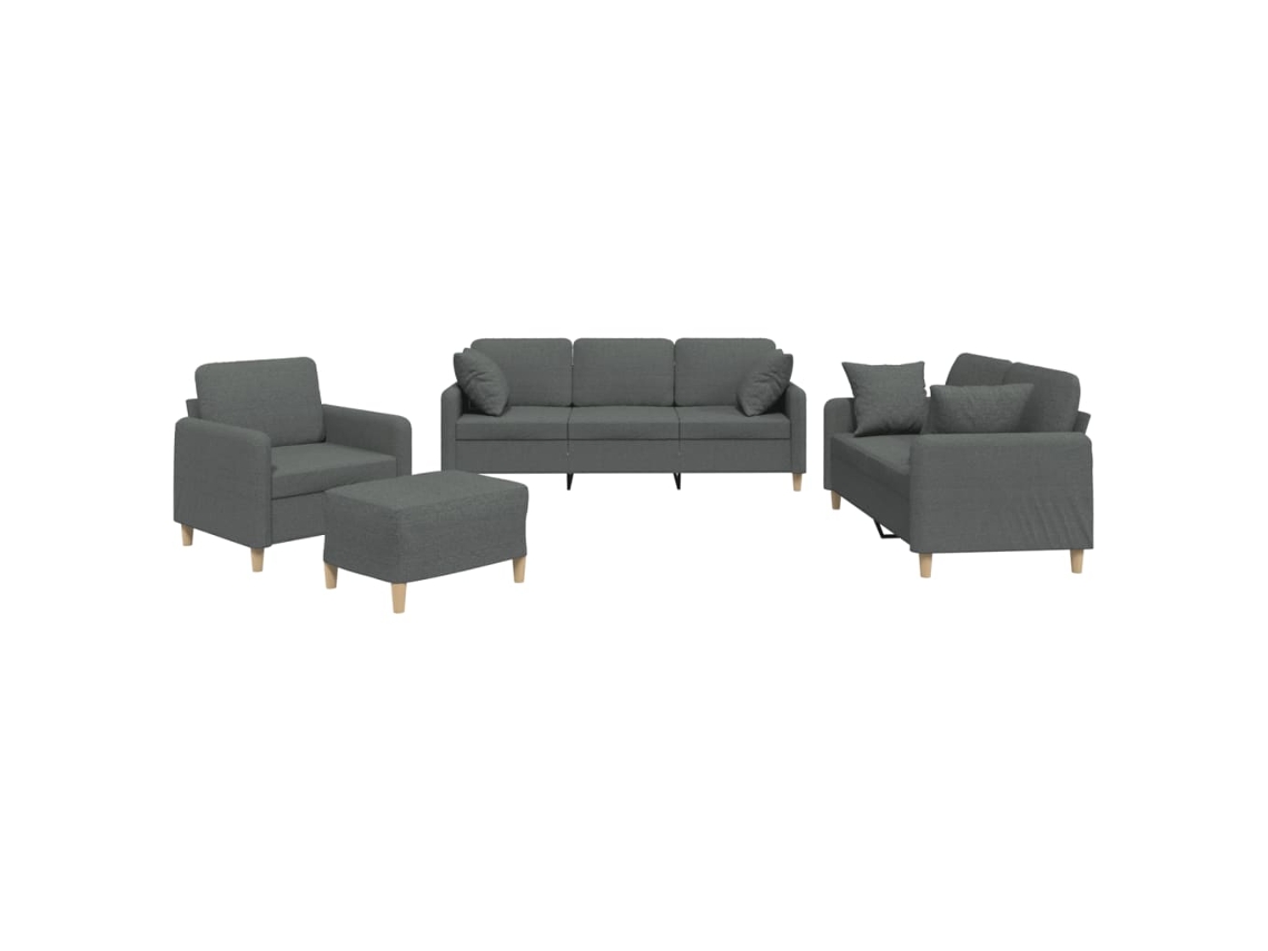 Conjunto de Sofás com Almofadas 4 Pcs Tecido Cinzento escuro MAISON EXCLUSIVE